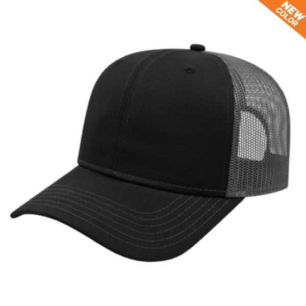 (image for) Black/Charcoal Modified Flat Black Bill with Mesh Back Cap